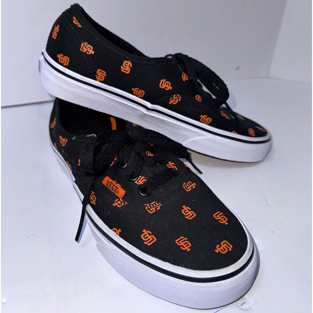 VANS Unisex SF Giants MLB Canvas Lace Up Sneaker Black Orange Logo US 3.5